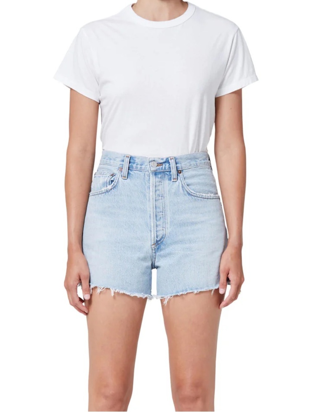Agolde Dee Light Wash High-Rise Denim Jean Shorts